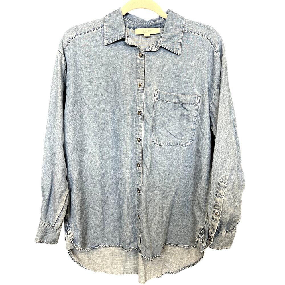 Loft Lightweight Denim Button Down Top Small - image 1